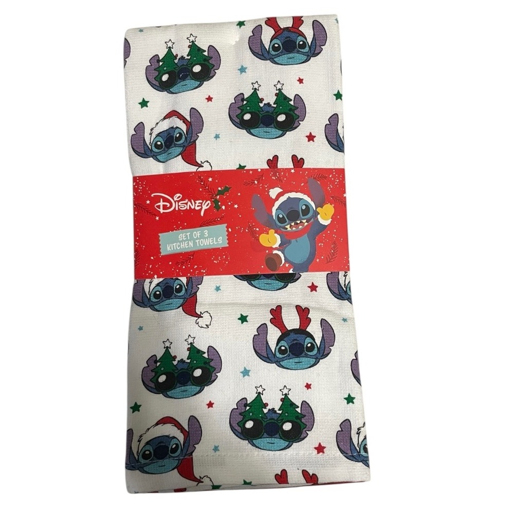 Disney Stitch Christmas Kitchen‎ Towels Set of 3 Holiday Theme